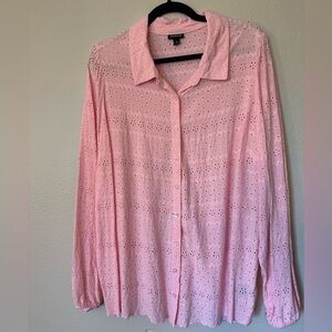 Torrid Pink Eyelet Button Down Blouse